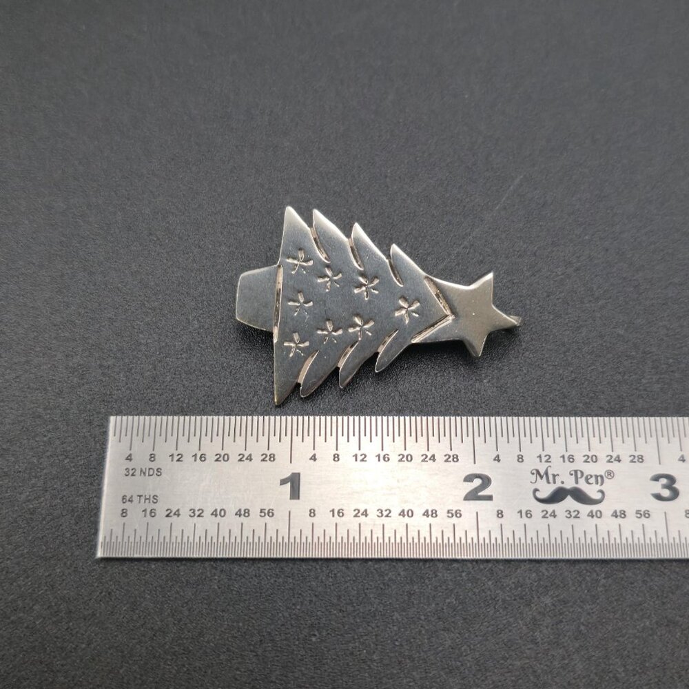 Sterling Silver Christmas Tree With Stars Pendant Pin Brooch A7038 - Picture 5 of 6